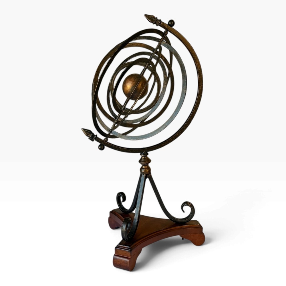 Armillary Sphere Astrolabe Metal Wood Bronze Celestial Globe Desktop Decor Large